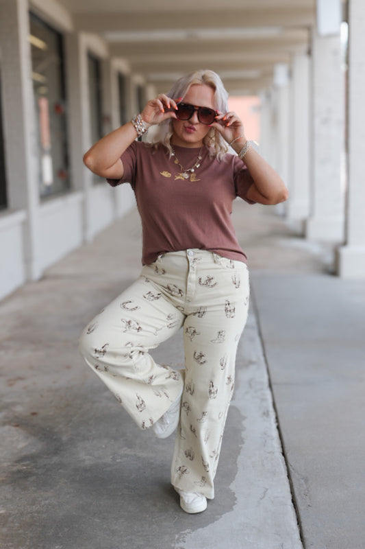 Western Trio Brown Graphic Tee