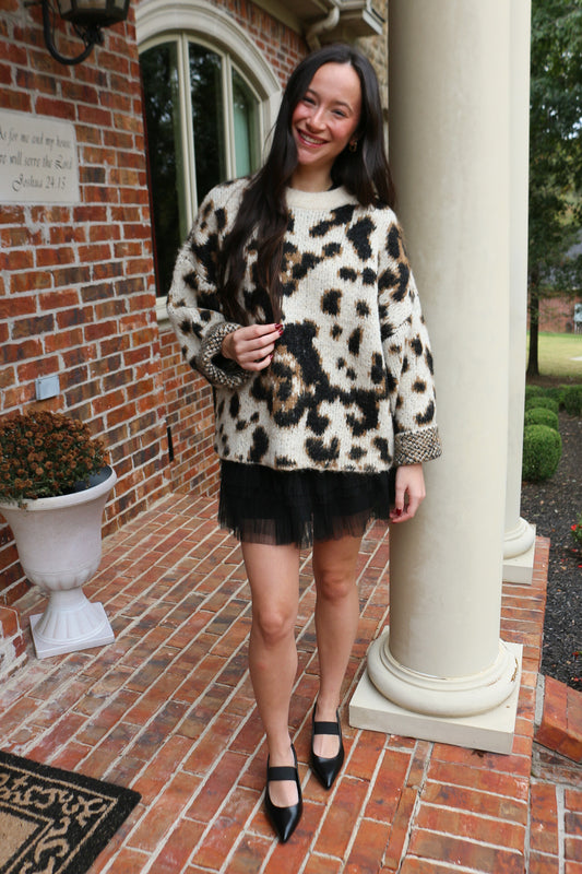Boundless Desires Cream Leopard Sweater
