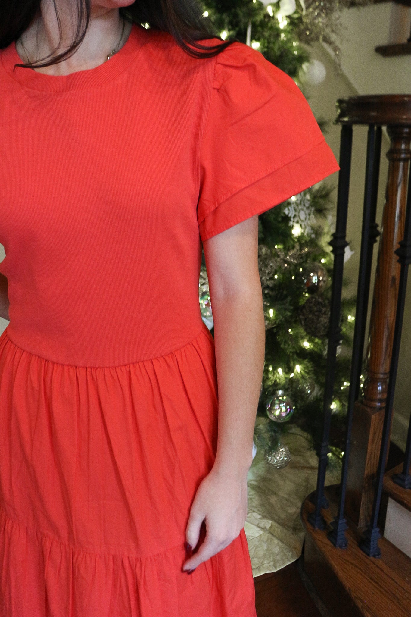 Signature Pose Red Patton Midi Dress