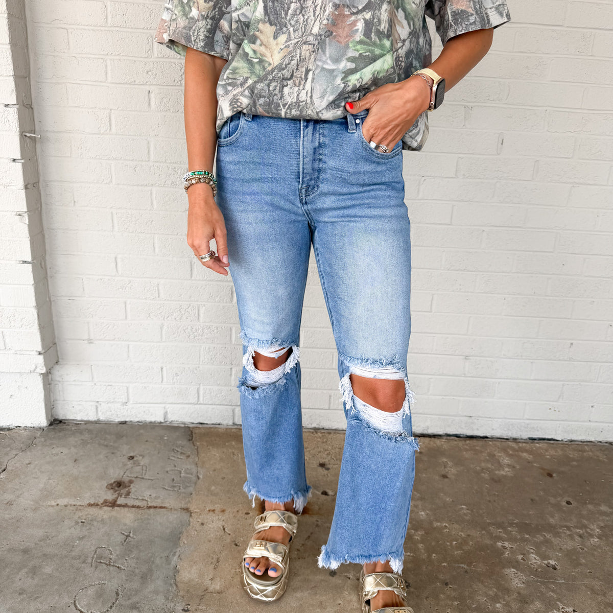 Harley High Rise Crop Straight Leg Risen Jeans