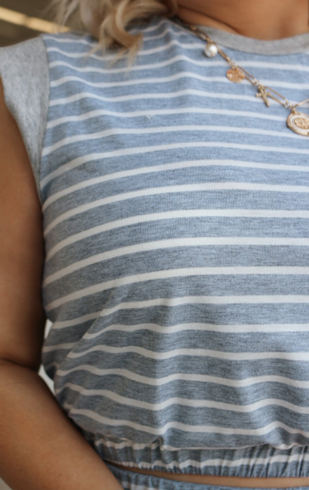 Add To My Tab Grey Stripe Skirt Set