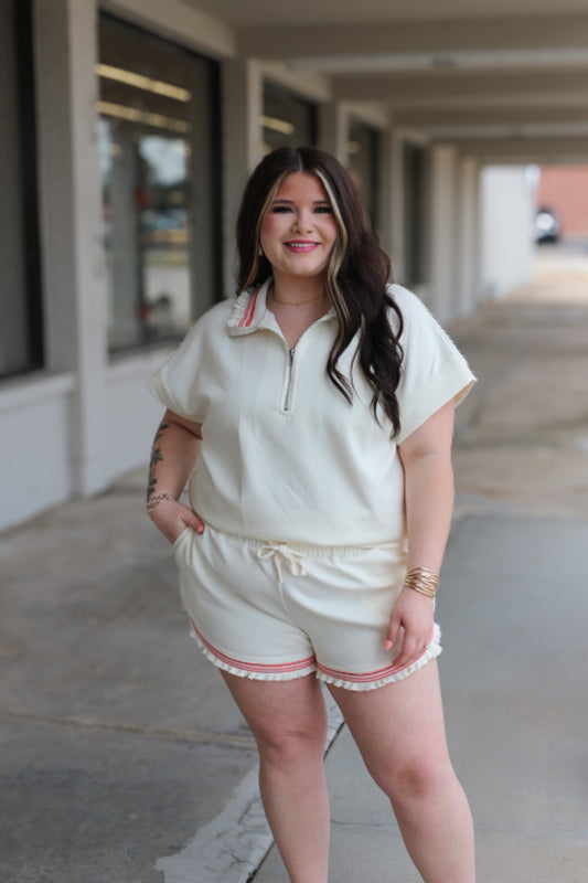 Beachy And You Know It Cream Half Zip Top