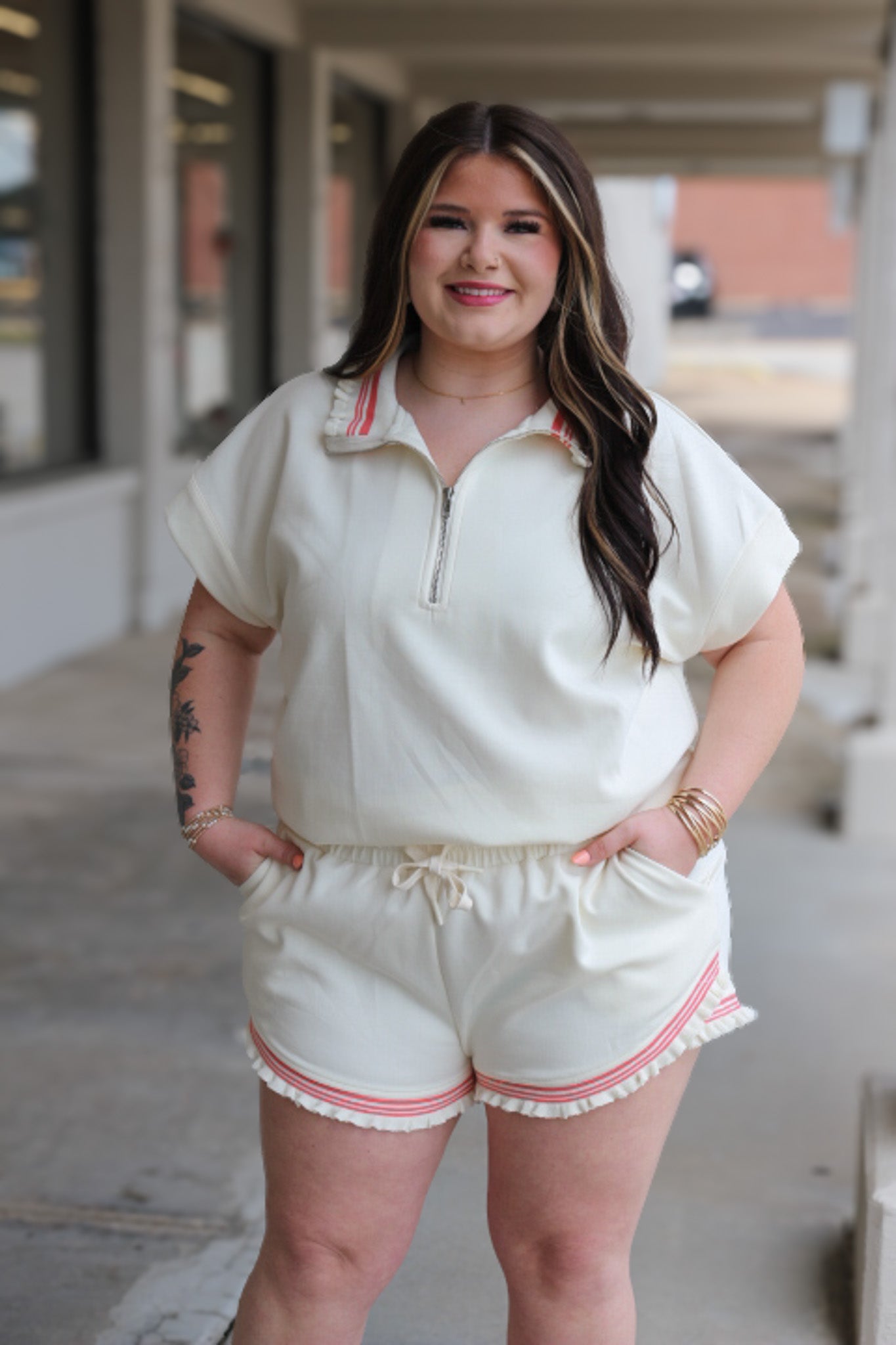 Beachy And You Know It Cream Half Zip Top