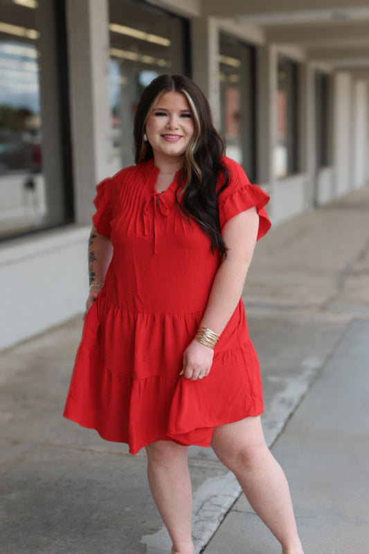 Spark A Conversation Red Ruffle Dress