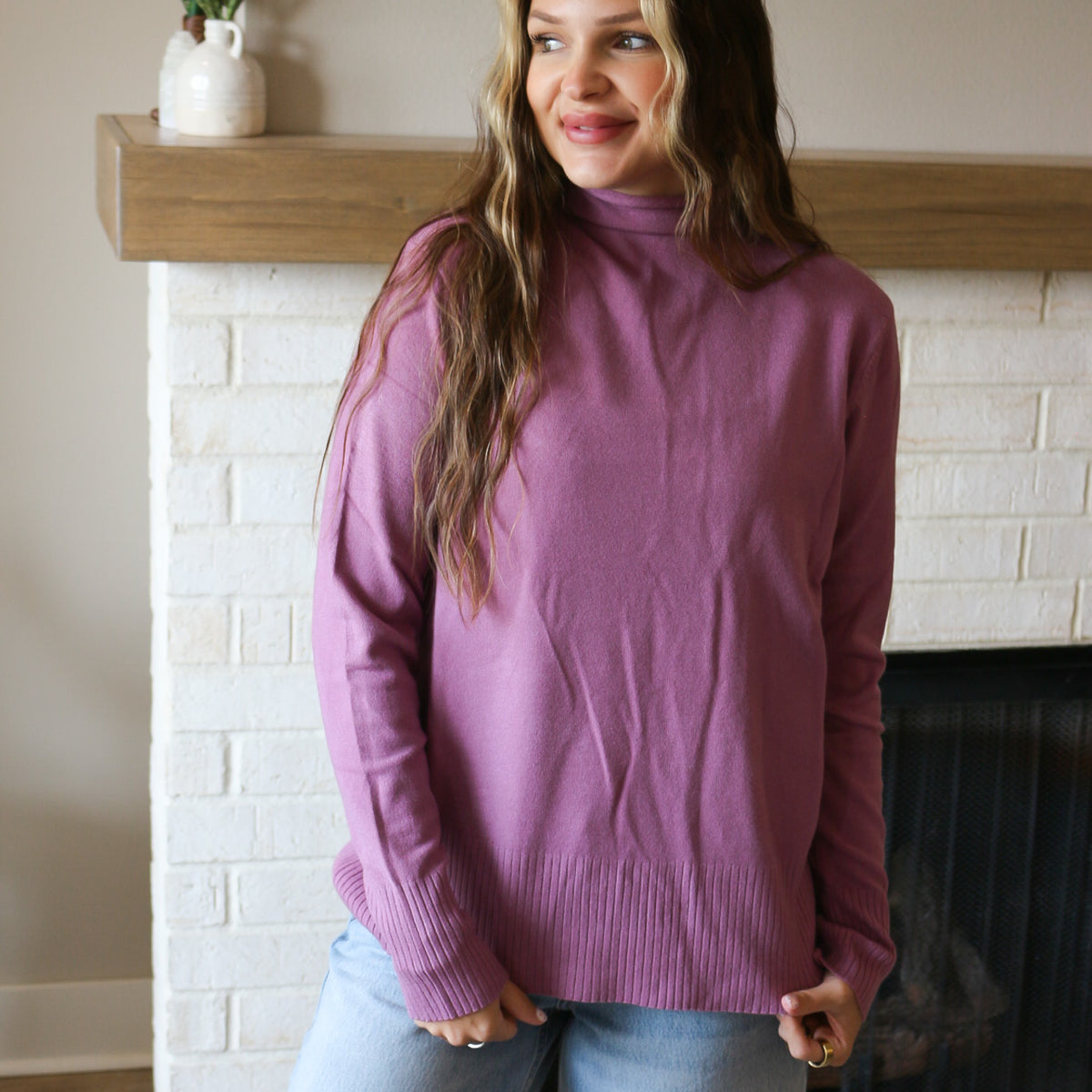 An Autumn Need Mock Neck Solid Top
