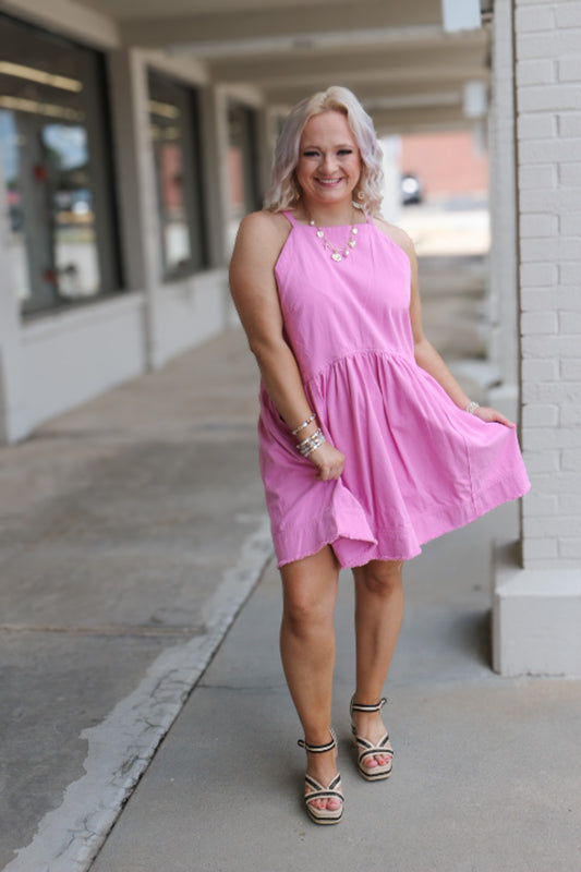 Sweet As Candy Pink Denim Dress