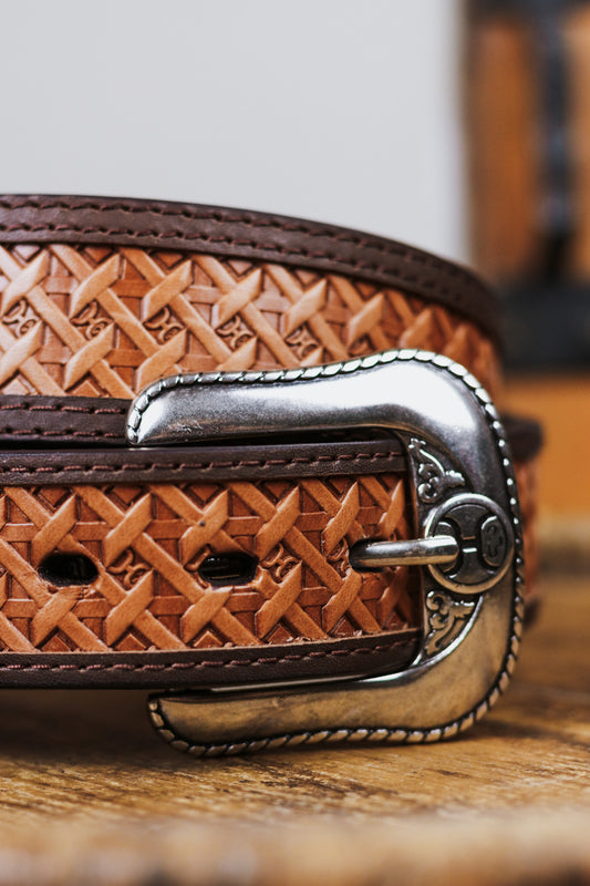 Hooey Men's Hands-Up Basket Weave Classic Belt - Tan
