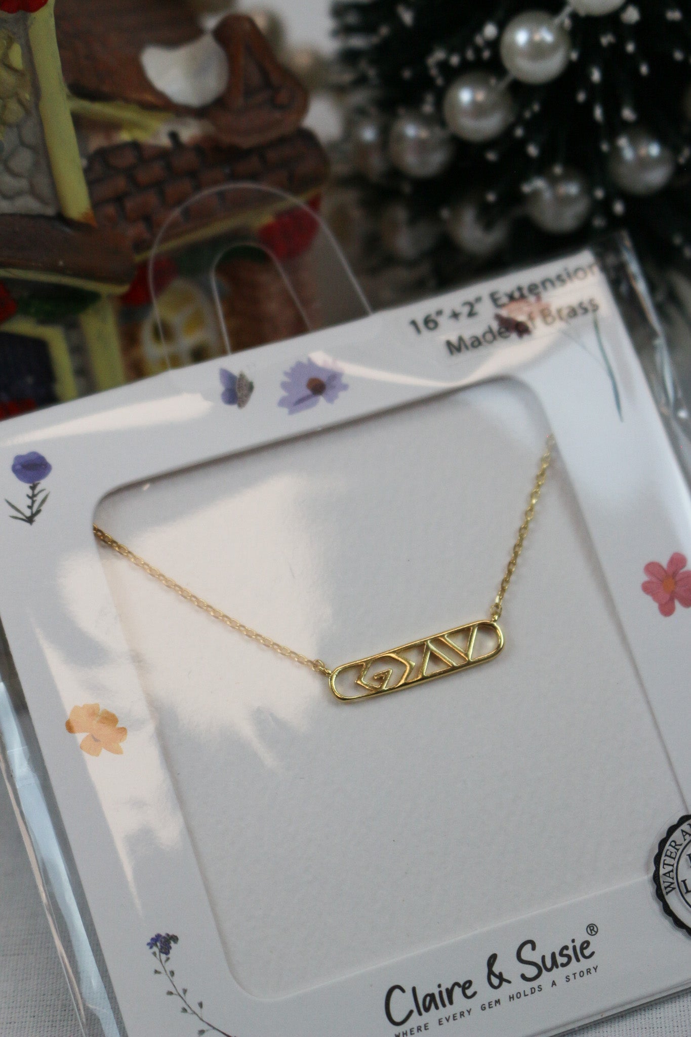 Water Resistant God Is Greater Gold Bar Necklace