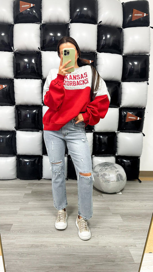 Kaia Priscilla Crimson Grey Arkansas Sweatshirt