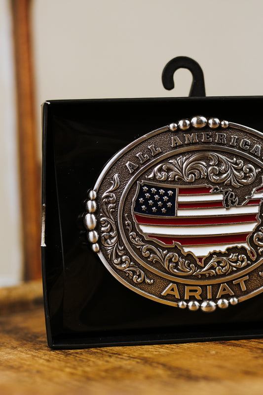 Ariat Men's Oval All American Silver Belt Buckle