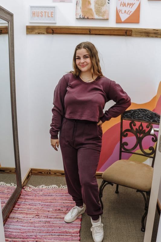 Raya Scoop Neck Plum Sweatshirt