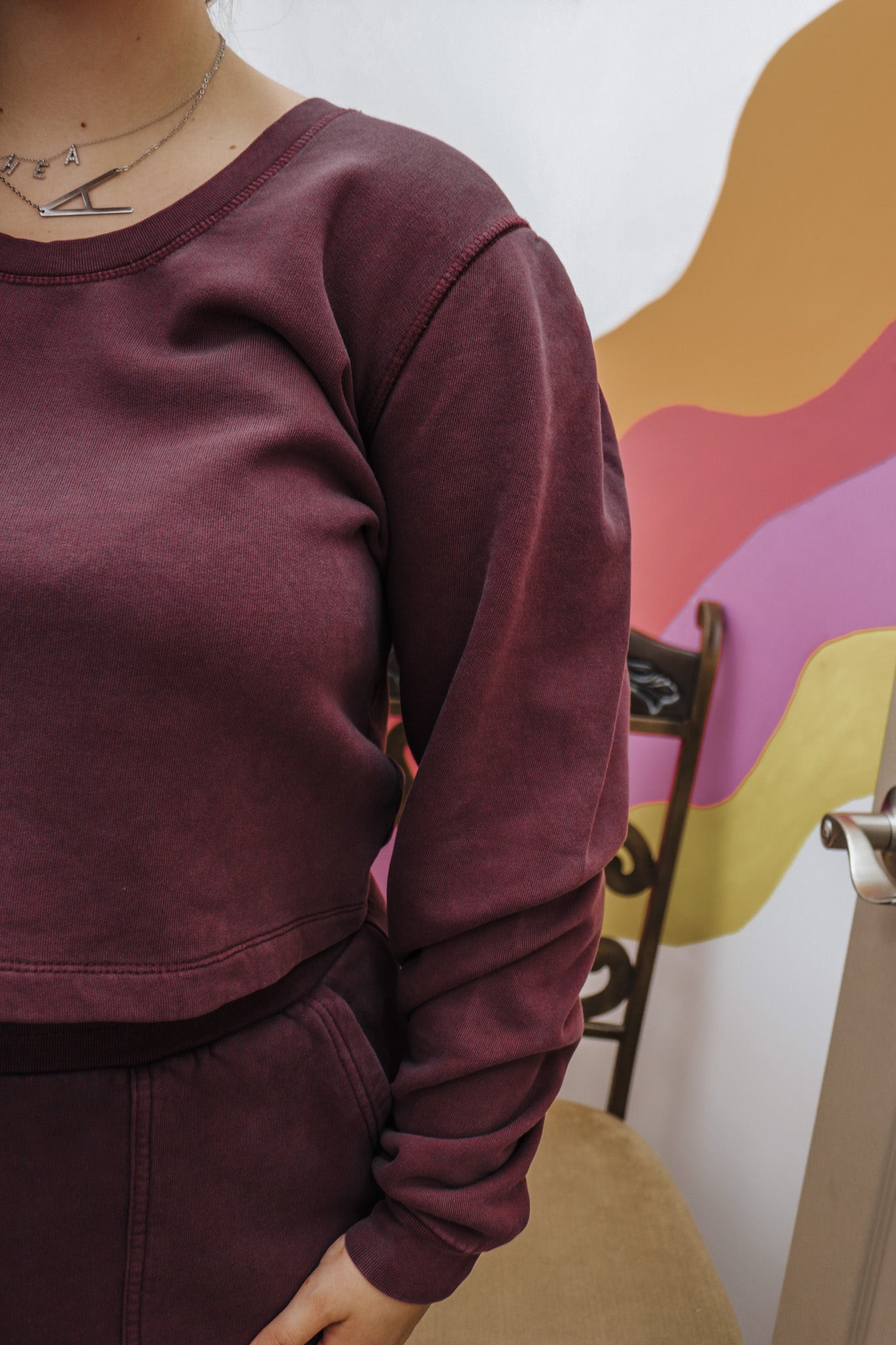 Raya Scoop Neck Plum Sweatshirt