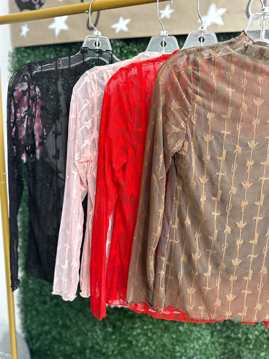 Layering Habits Midnight Black Sheer Top