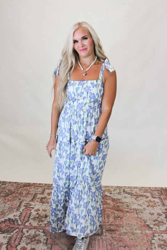 No Other Option Blue Floral Maxi Dress