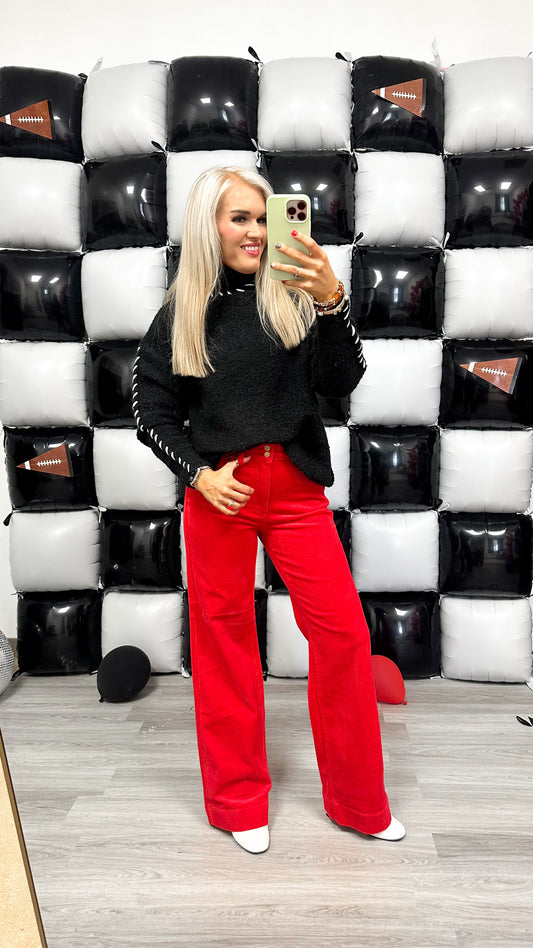 Mud Pie Fallon Black Contrast Sweater