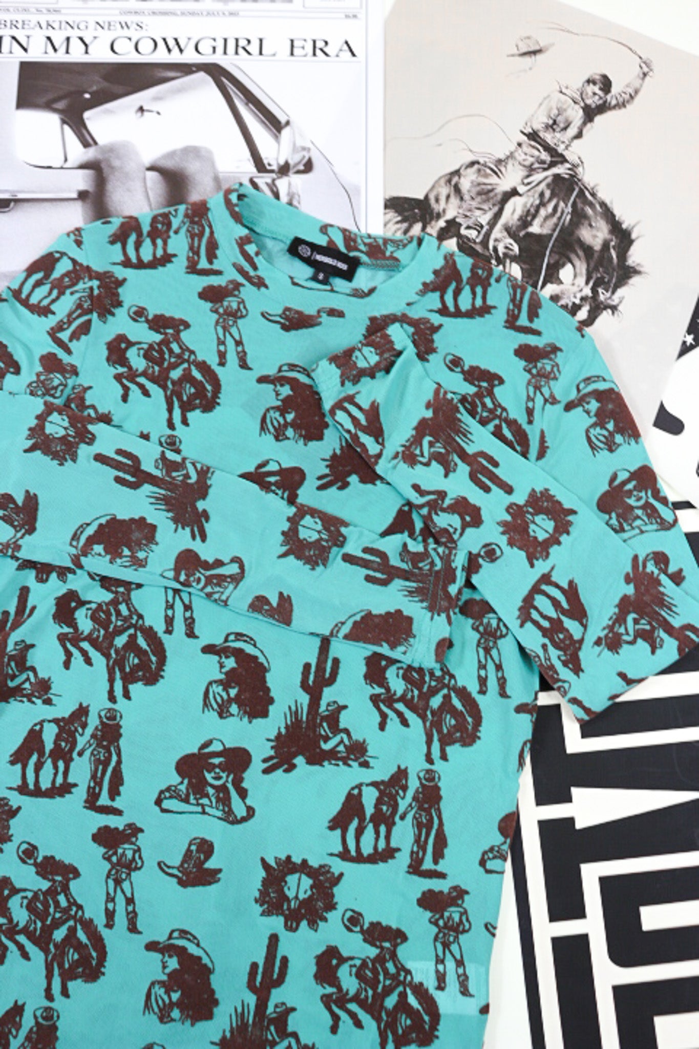 Daydreamer Turquoise Velvet Sheer Western Top