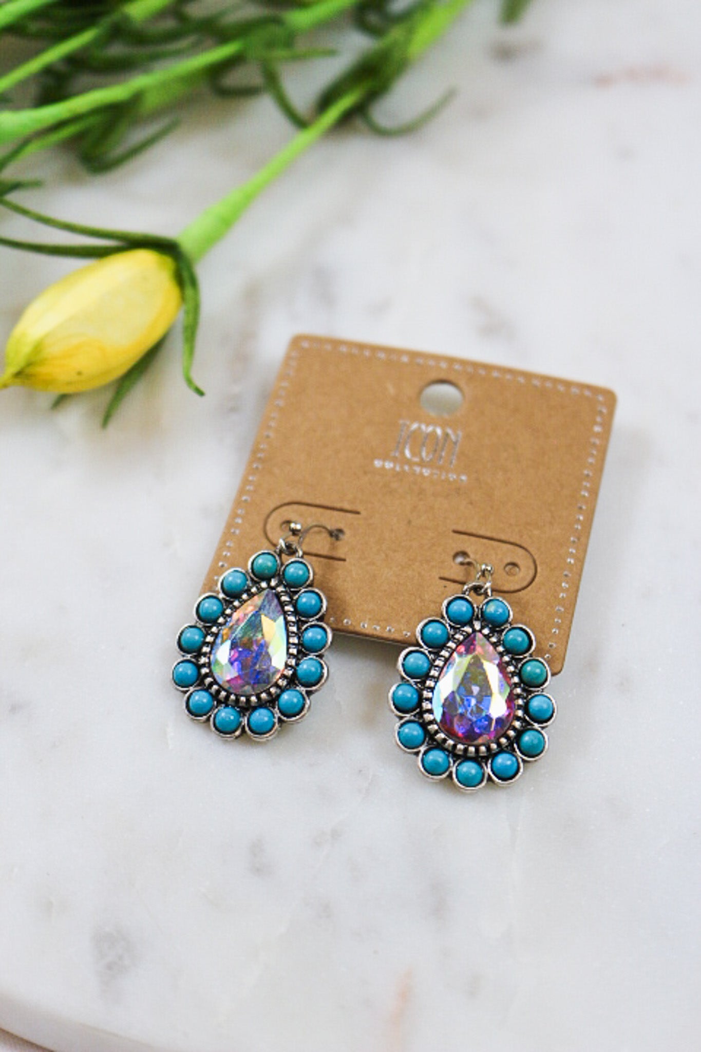 Chic Western Turquoise Teardrop Earrings