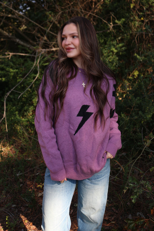 Energetic Era Mauve Bolt Sweater