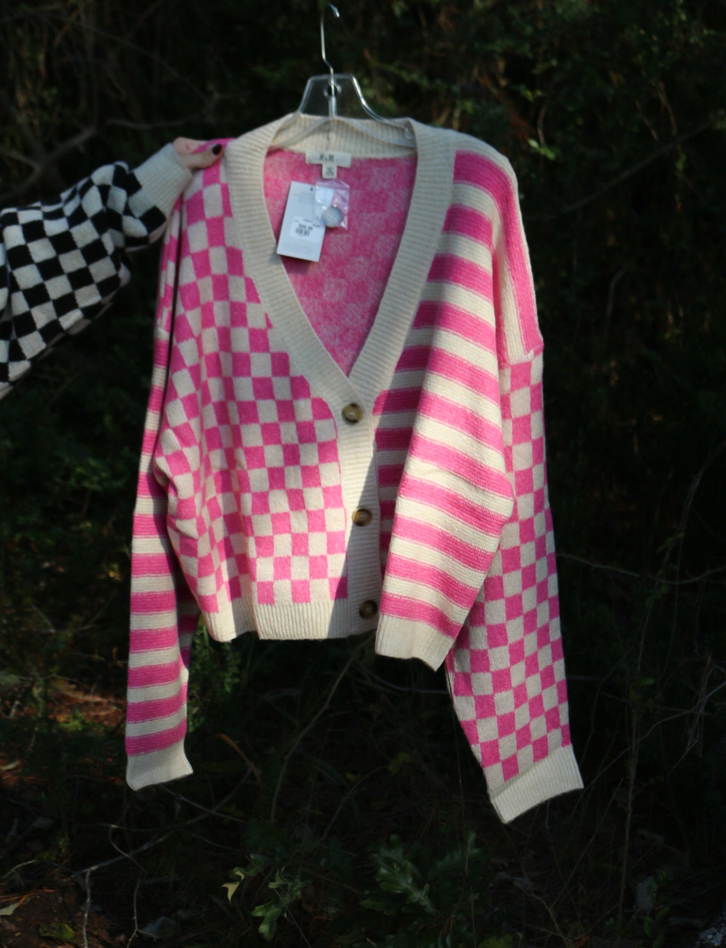 Checking Out Checker Sweater Cardigan -2 Colors