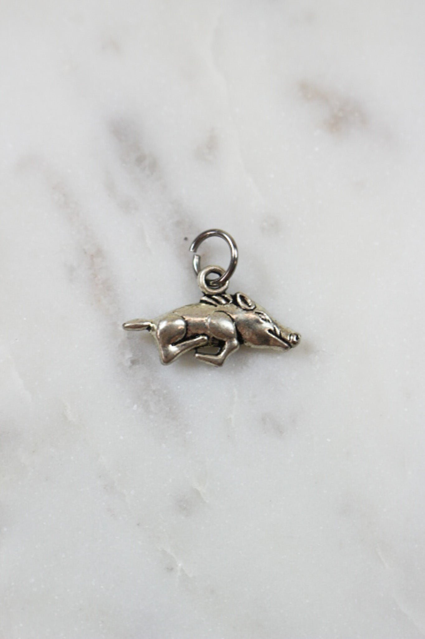 Silver Razorback Charm