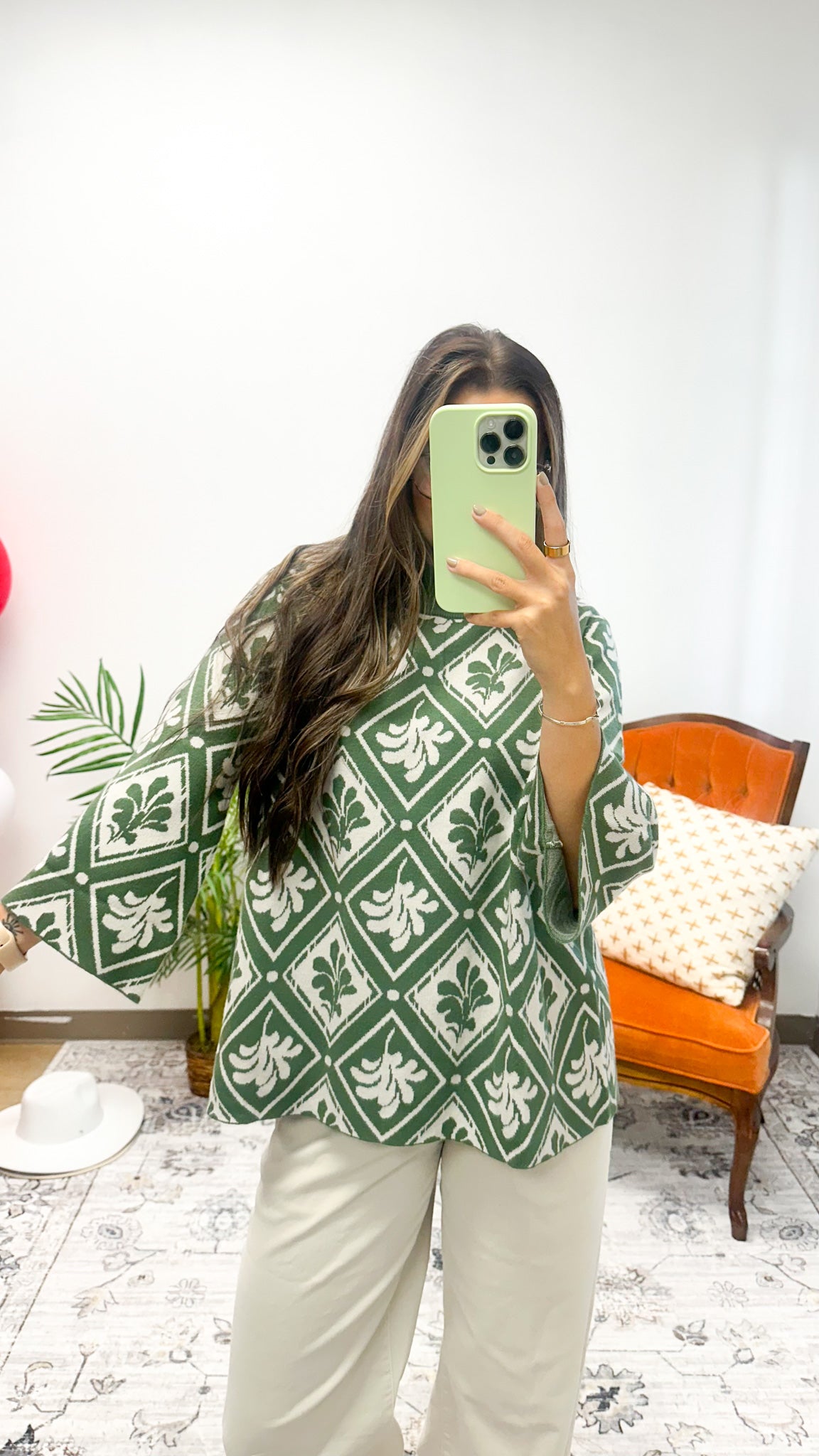 As It Happens Green Mock Neck Sweater