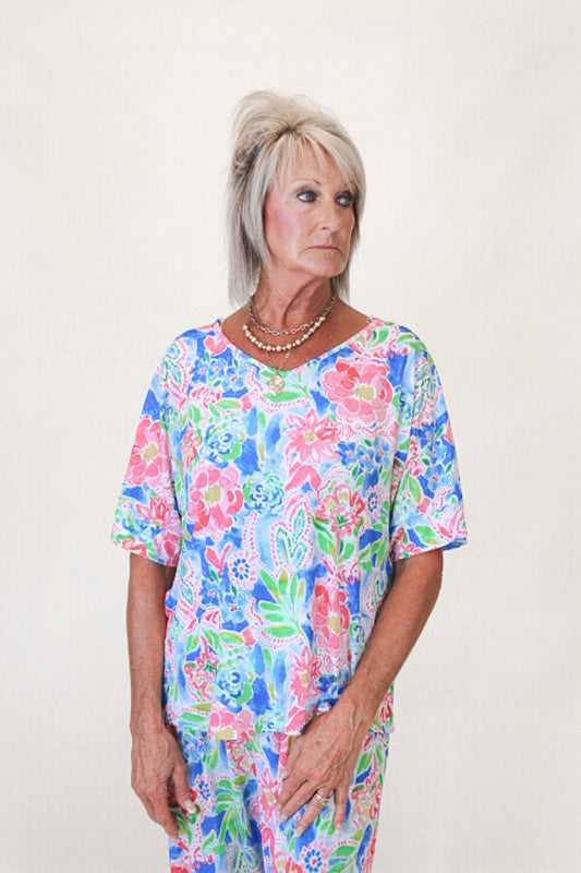 Cabana Gardens Royal Floral Pant Set