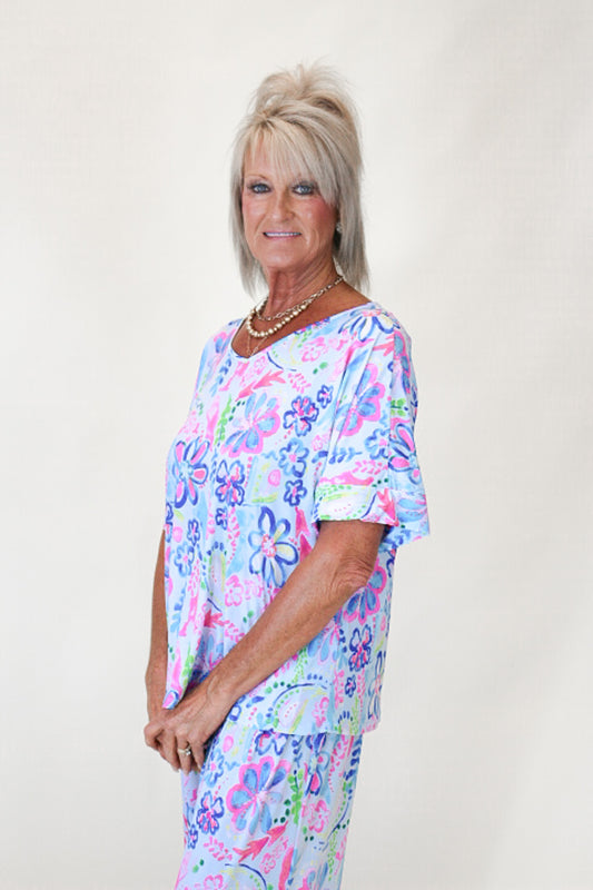 Cabana Destination Aqua Blue Pant Set