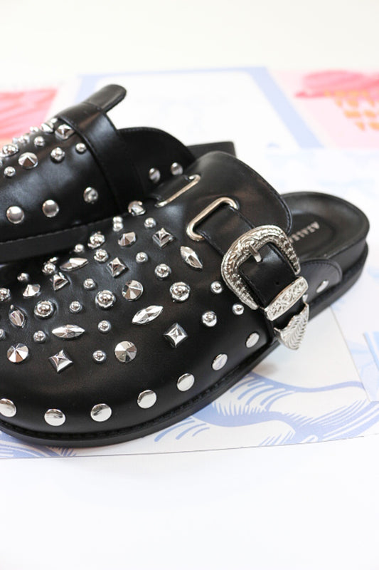 Turin Black Stud Slip On Shoe