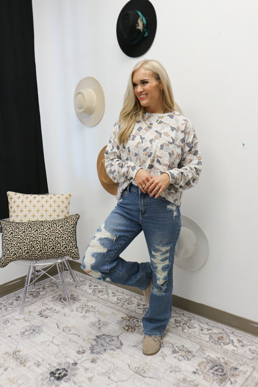 Women's Heavy Destroy High Waisted Straight Leg Jeans Judy Blue