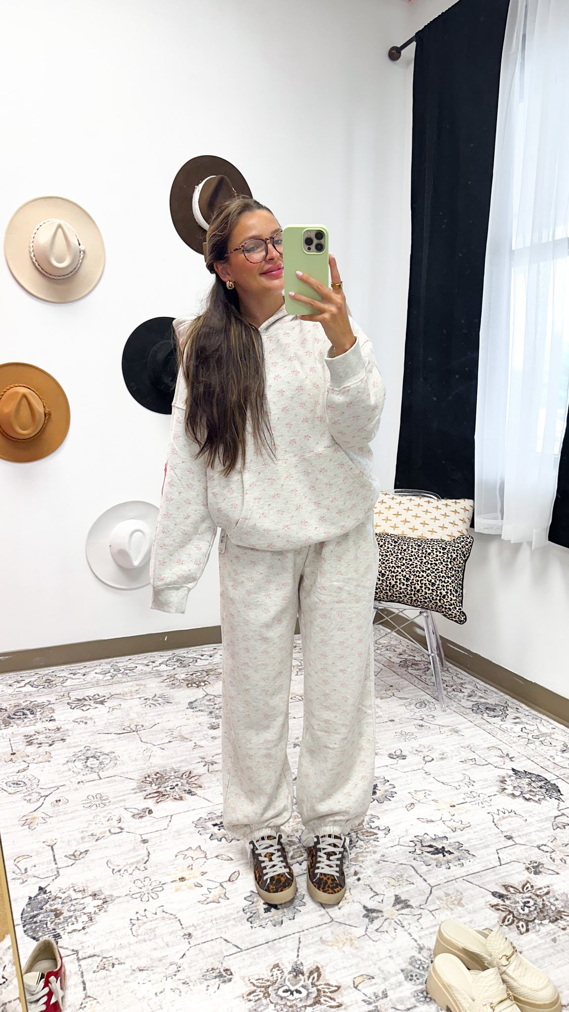 Admired By All Grey Pink Bow Joggers