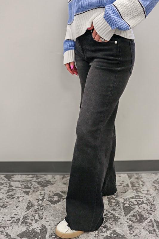 Micah Wide Leg Jet Black Denim Jeans Dear John