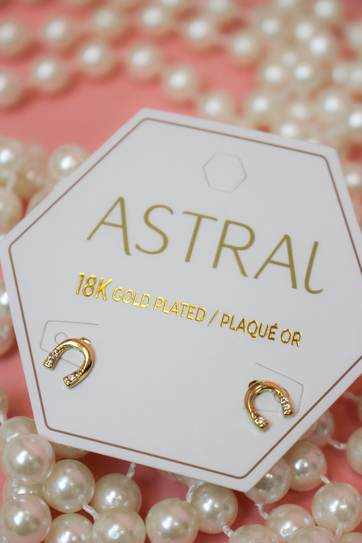 Charlie Paige Diamond Studded Gold Horseshoe Earrings