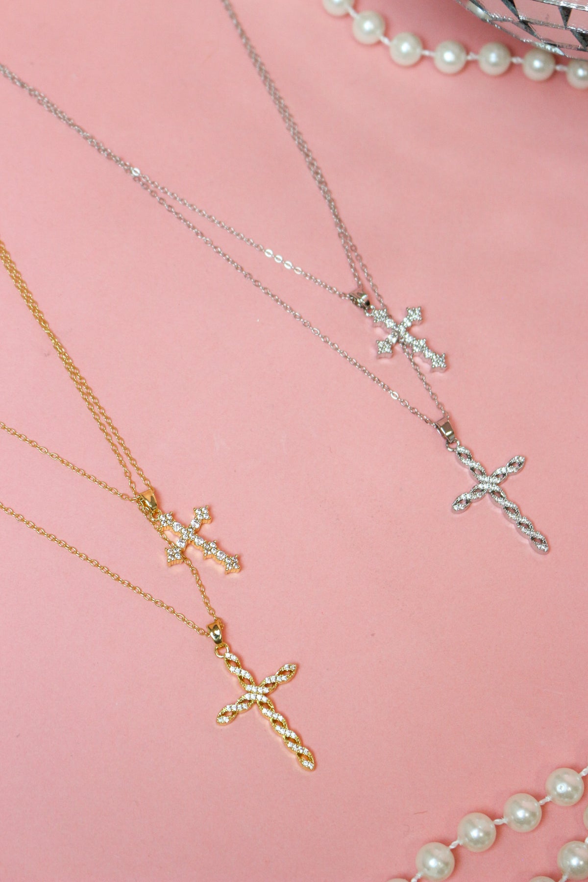 Charlie Paige Crucifix Double Cross Necklace