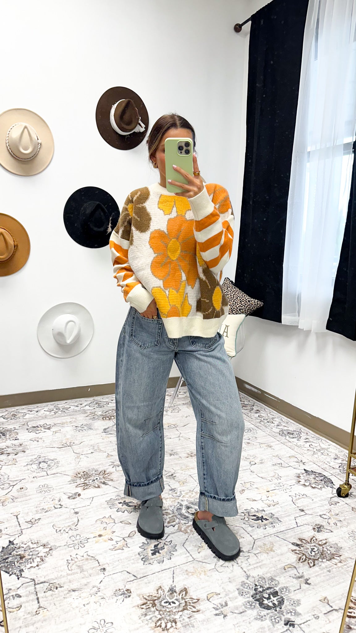 Rustic Fields Floral Oatmeal Sweater