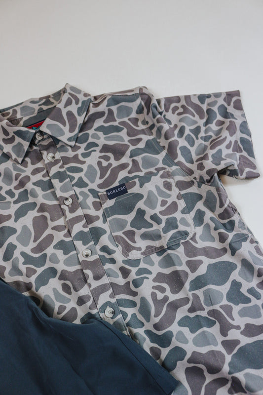 Burlebo Men's Classic Deer Camo Performance Button Up