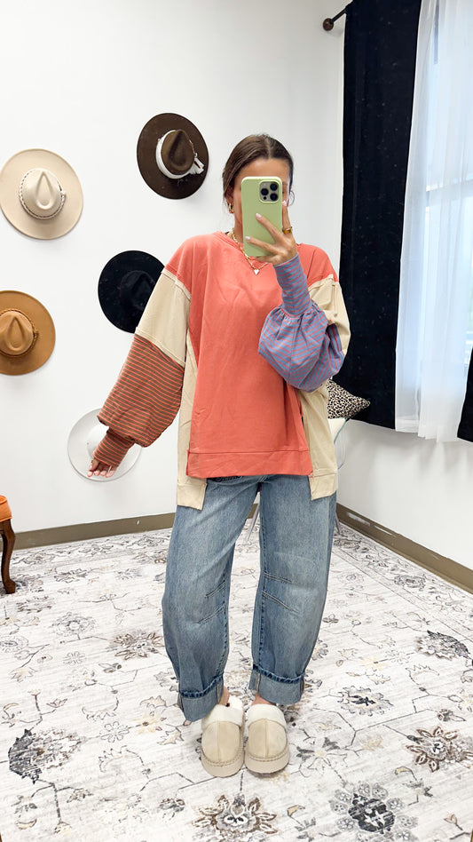 Conquer Your Dreams Color Block Coral Top