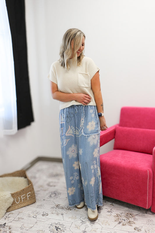 Blooming Blues Floral Dress Pants