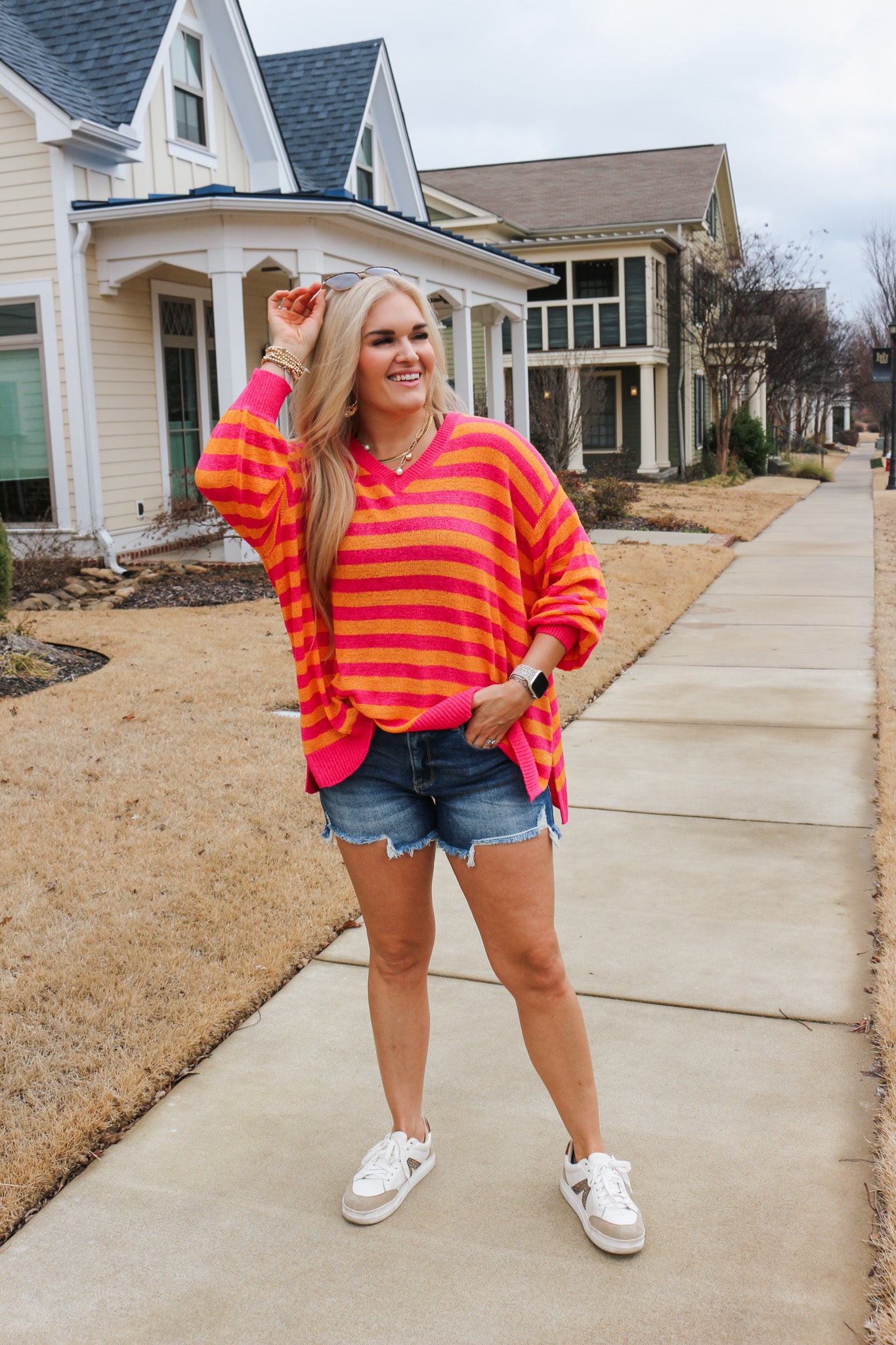 Risen High Rise Dark Wash Denim Shorts