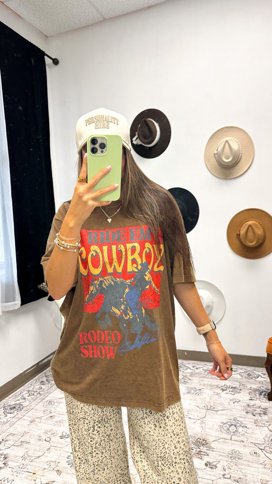 Ride Em Cowboy Brown Graphic Tee