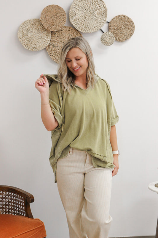 Simply Request Olive Hoodie Top