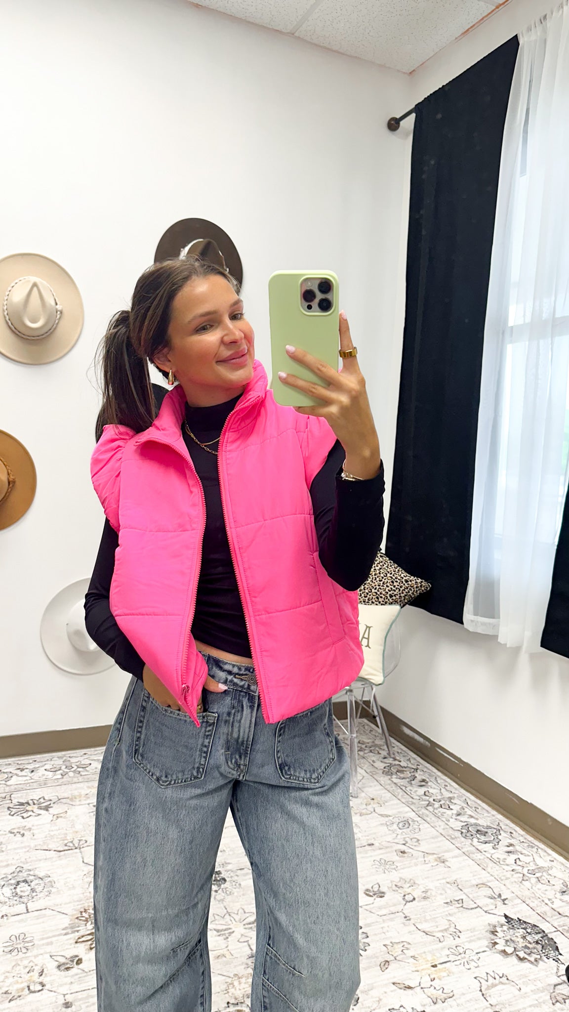 Hustle Habits Pink Puffer Vest