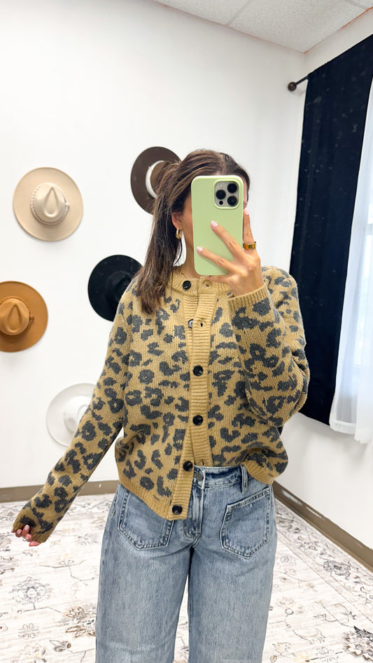 Coffee Talks Amina Leopard Sweater Cardigan