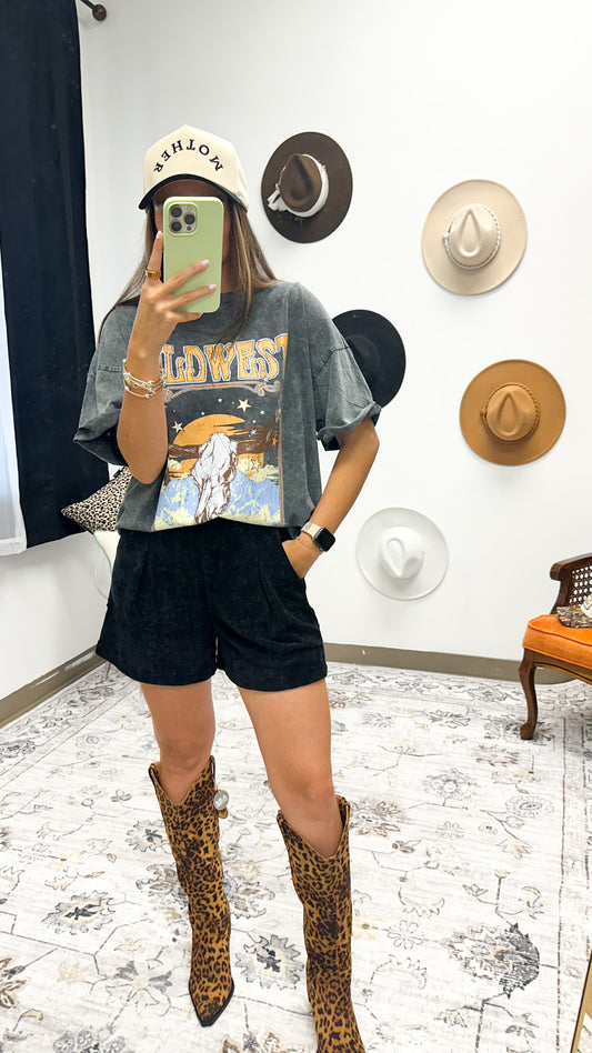 Pure Intentions Black Textured Knit Shorts