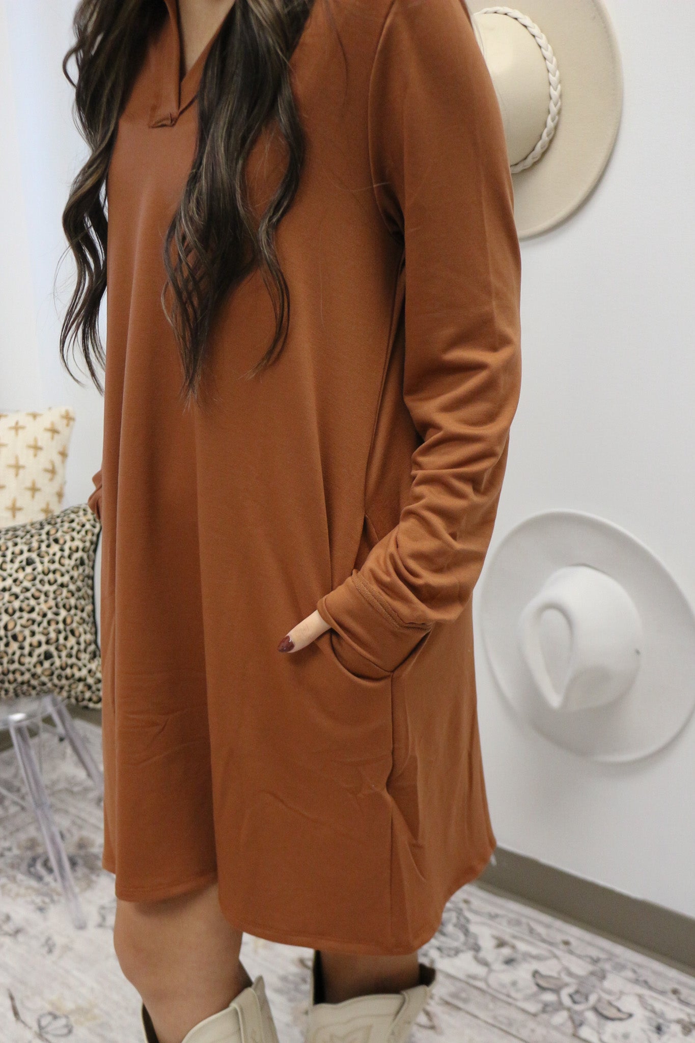 Travel Anywhere Chestnut Brown Collar Dress