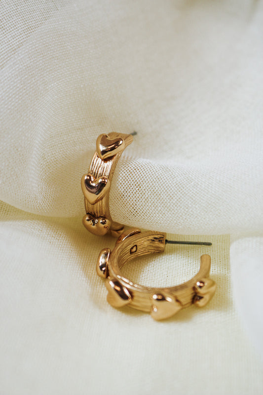 Gold Heart Hoop Earrings