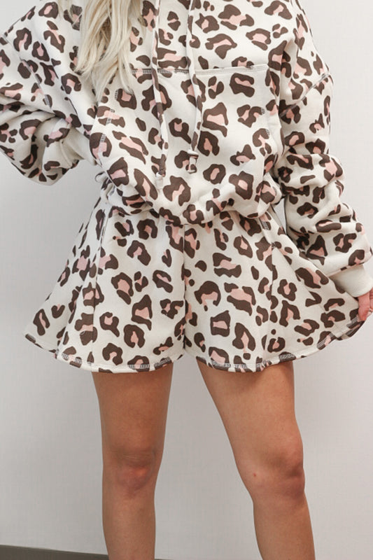 Cozy Spots Taupe Pink Leopard Shorts