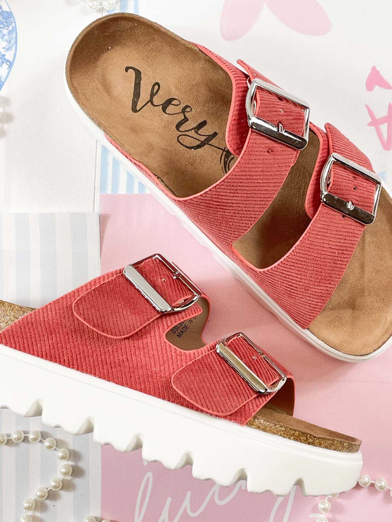 burnt red 2 strap platform sandal