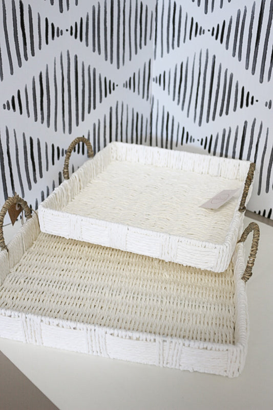 White Woven Tray -2 Sizes