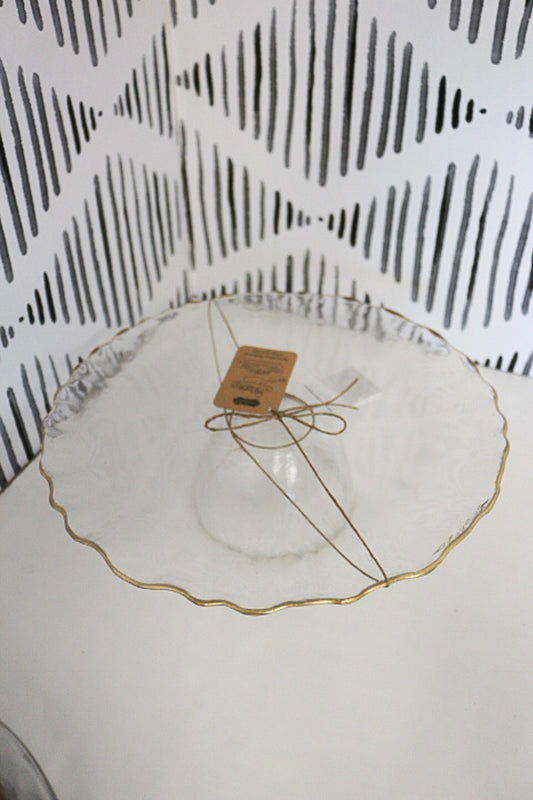Clear Gold Edge Pedestal Server