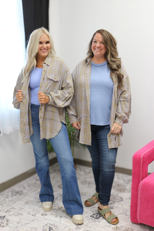 Fireplace Chats Plaid Flannel Top -2 Colors